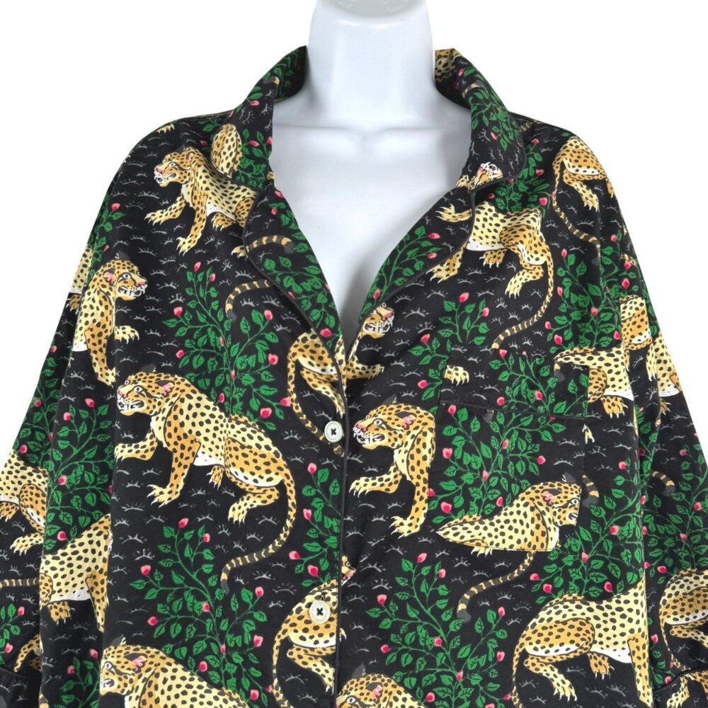 Printfresh Black Green Leopard Print Sleepshirt - Picture 3 of 9
